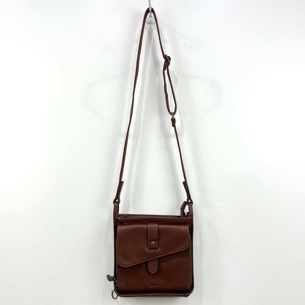 Minooy Athena Crossbody Bag Brown Leather Organizer Travel Small Vacation
